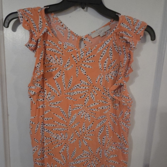 LOFT Tops - LOFT Orange Leaf Print Blouse